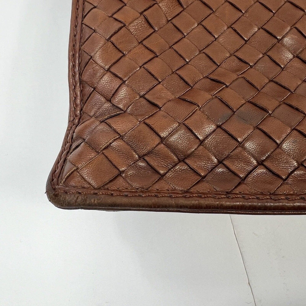 Bottega Veneta Cognac Brown Woven Leather Briefcase Top Handle Gold Buckle - Picture 5 of 16